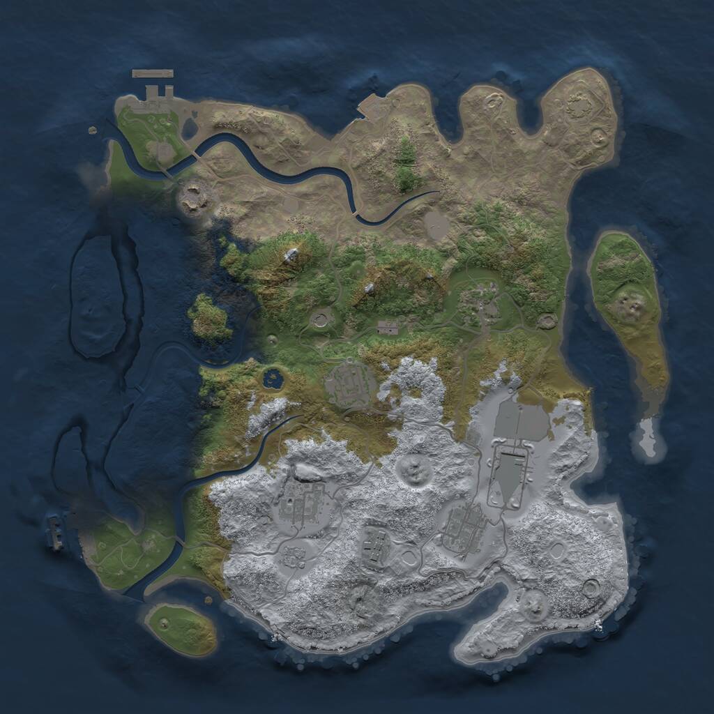 Rust Map: Procedural Map, Size: 3500, Seed: 8891193, 13 Monuments
