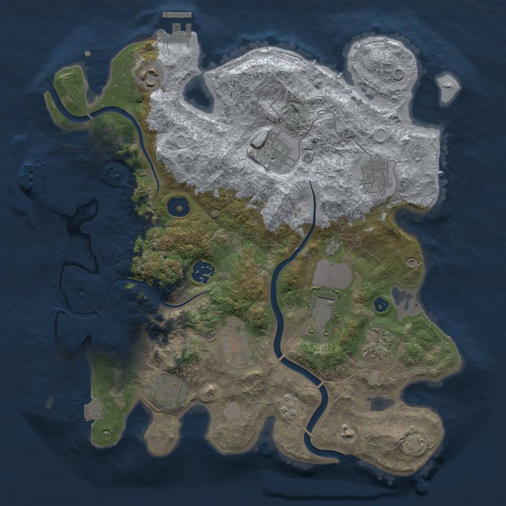 Rust Map: Procedural Map, Size: 3500, Seed: 8181349, 15 Monuments