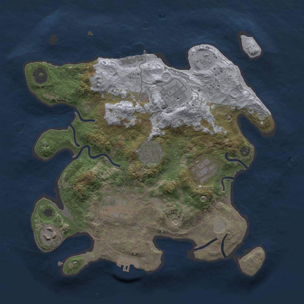 Rust Map: Procedural Map, Size: 3000, Seed: 9999663, 14 Monuments