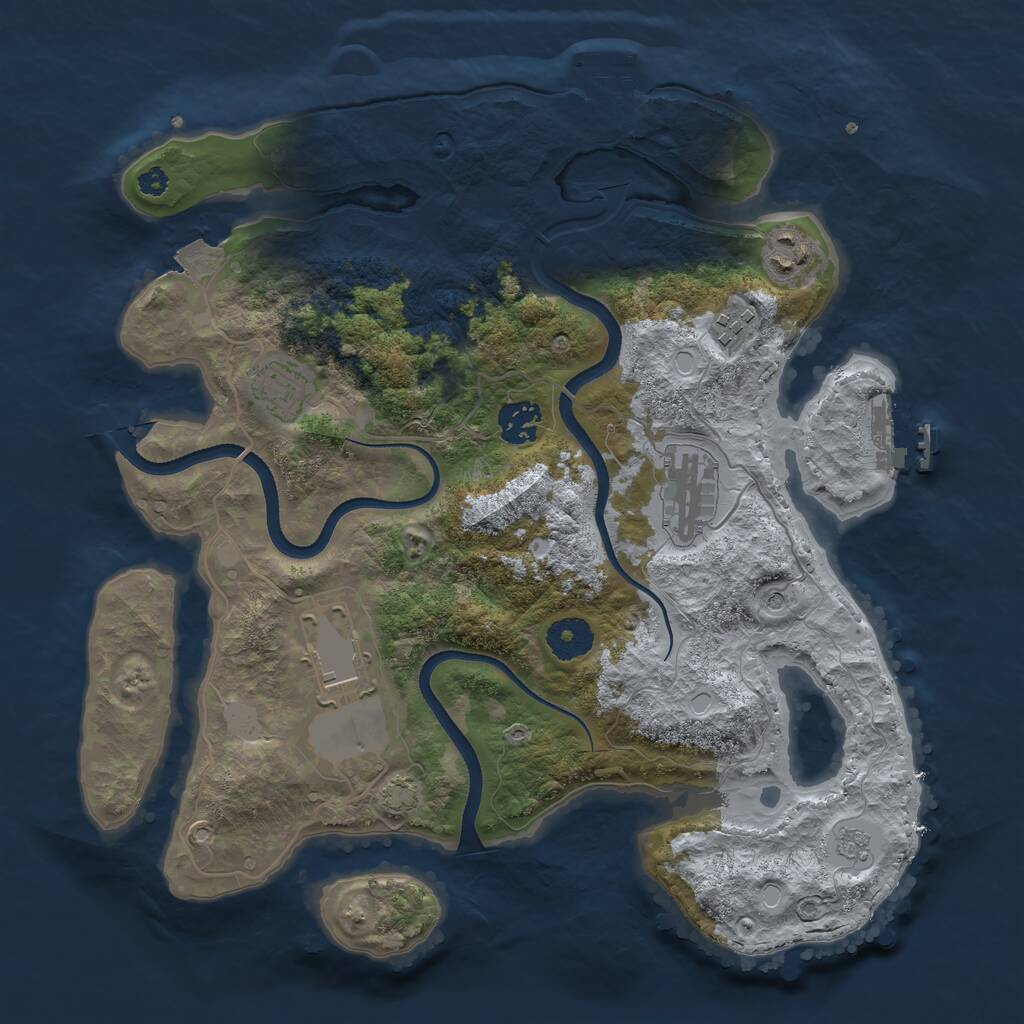 Rust Map: Procedural Map, Size: 3500, Seed: 11270674, 12 Monuments