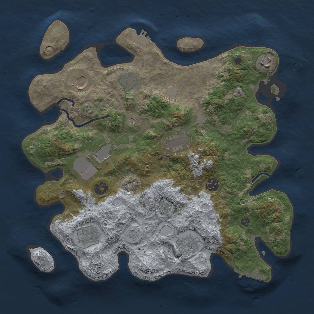 Rust Map: Procedural Map, Size: 3500, Seed: 25095240, 18 Monuments