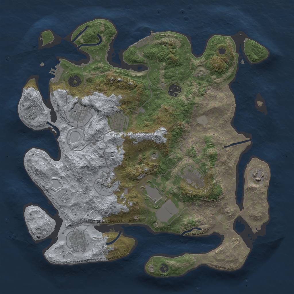 Rust Map: Procedural Map, Size: 3500, Seed: 37797126, 18 Monuments