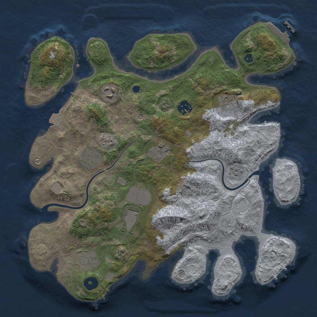 Rust Map: Procedural Map, Size: 3500, Seed: 50815407, 13 Monuments