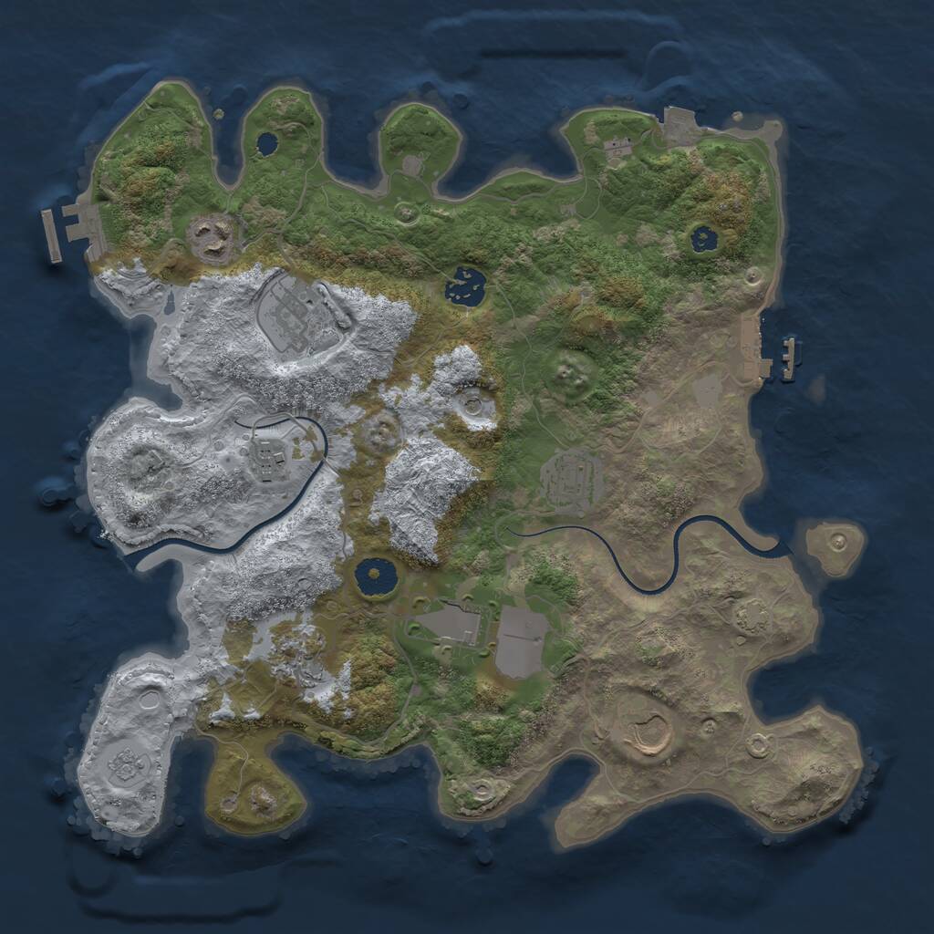 Rust Map: Procedural Map, Size: 3500, Seed: 57438694, 14 Monuments