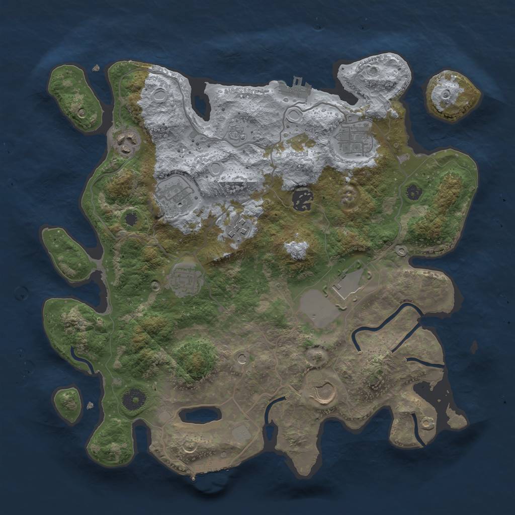 Rust Map: Procedural Map, Size: 3500, Seed: 86224512, 17 Monuments