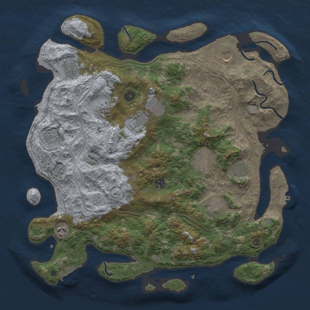 Rust Map: Procedural Map, Size: 4250, Seed: 871511346, 20 Monuments