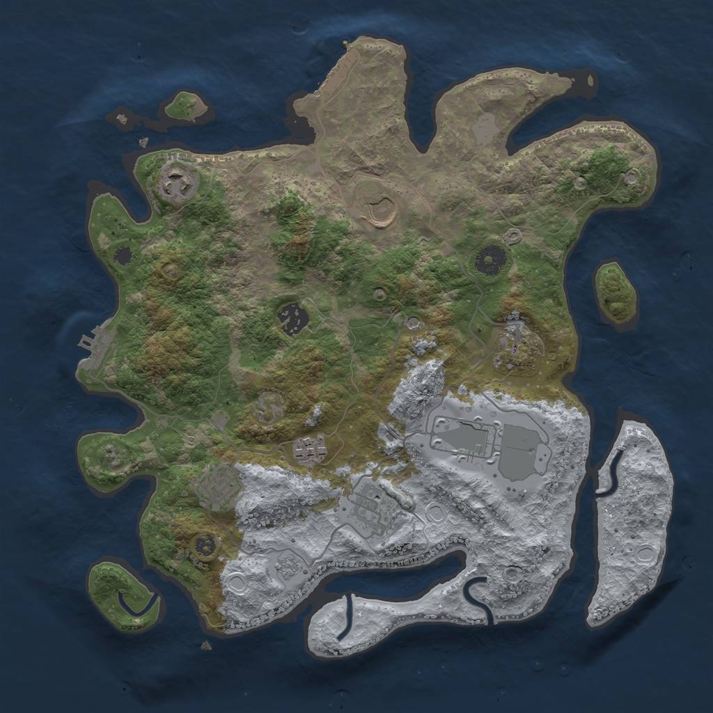 Rust Map: Procedural Map, Size: 3500, Seed: 54271619, 17 Monuments