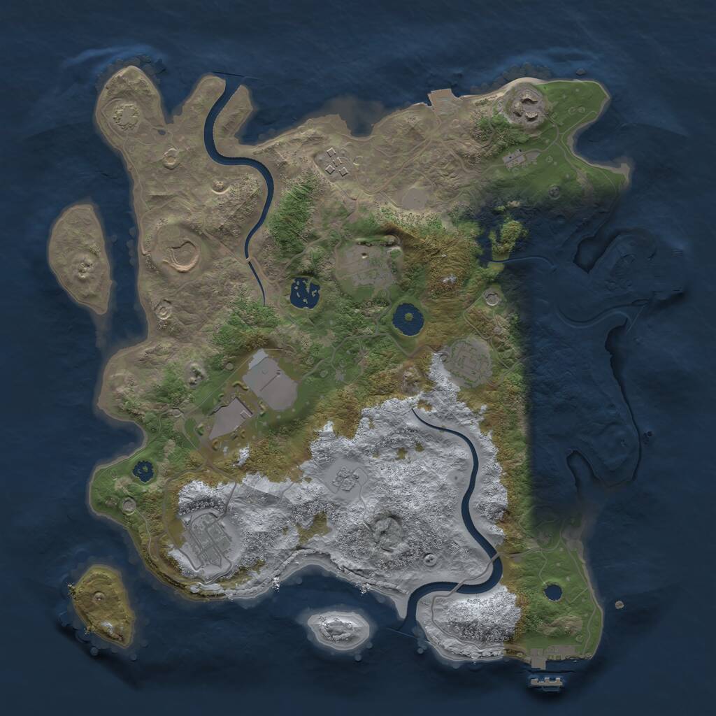 Rust Map: Procedural Map, Size: 3500, Seed: 23773041, 14 Monuments
