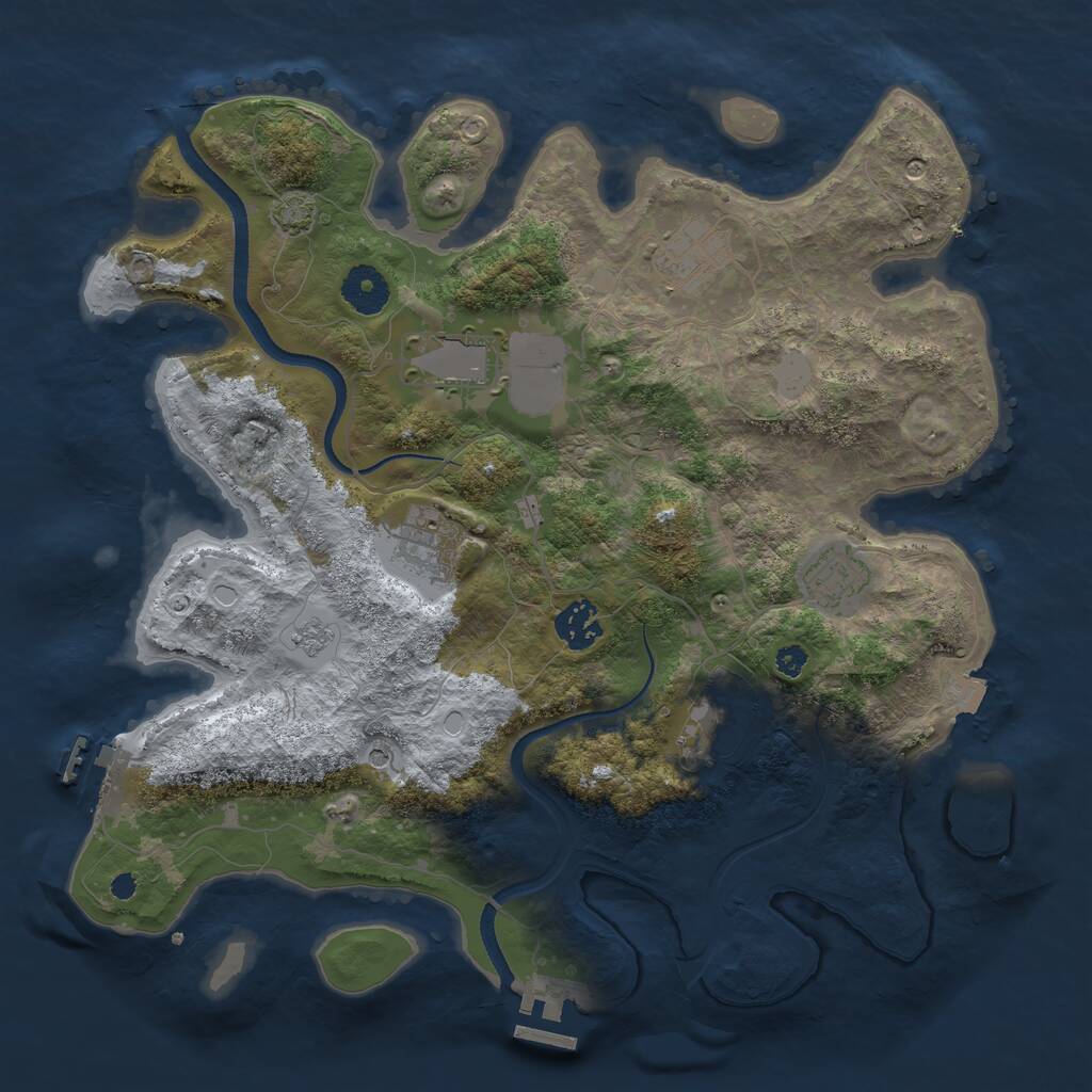 Rust Map: Procedural Map, Size: 3500, Seed: 9346846, 12 Monuments