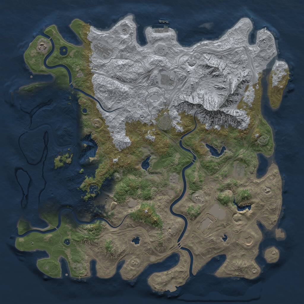 Rust Map: Procedural Map, Size: 5000, Seed: 4536534, 16 Monuments