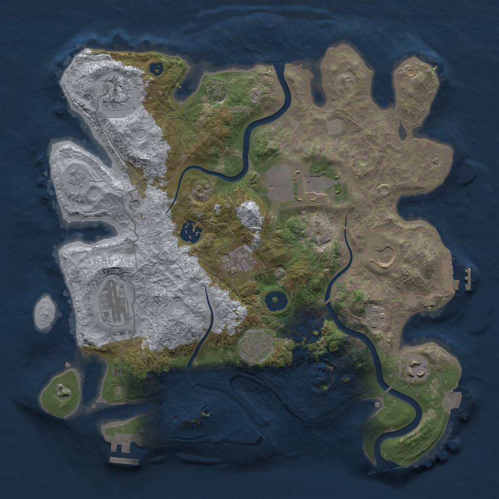 Rust Map: Procedural Map, Size: 3500, Seed: 35024568, 15 Monuments