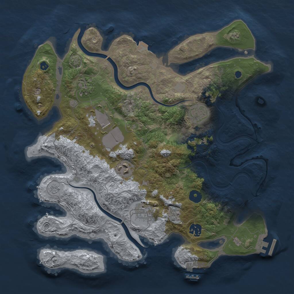 Rust Map: Procedural Map, Size: 3500, Seed: 41022949, 13 Monuments