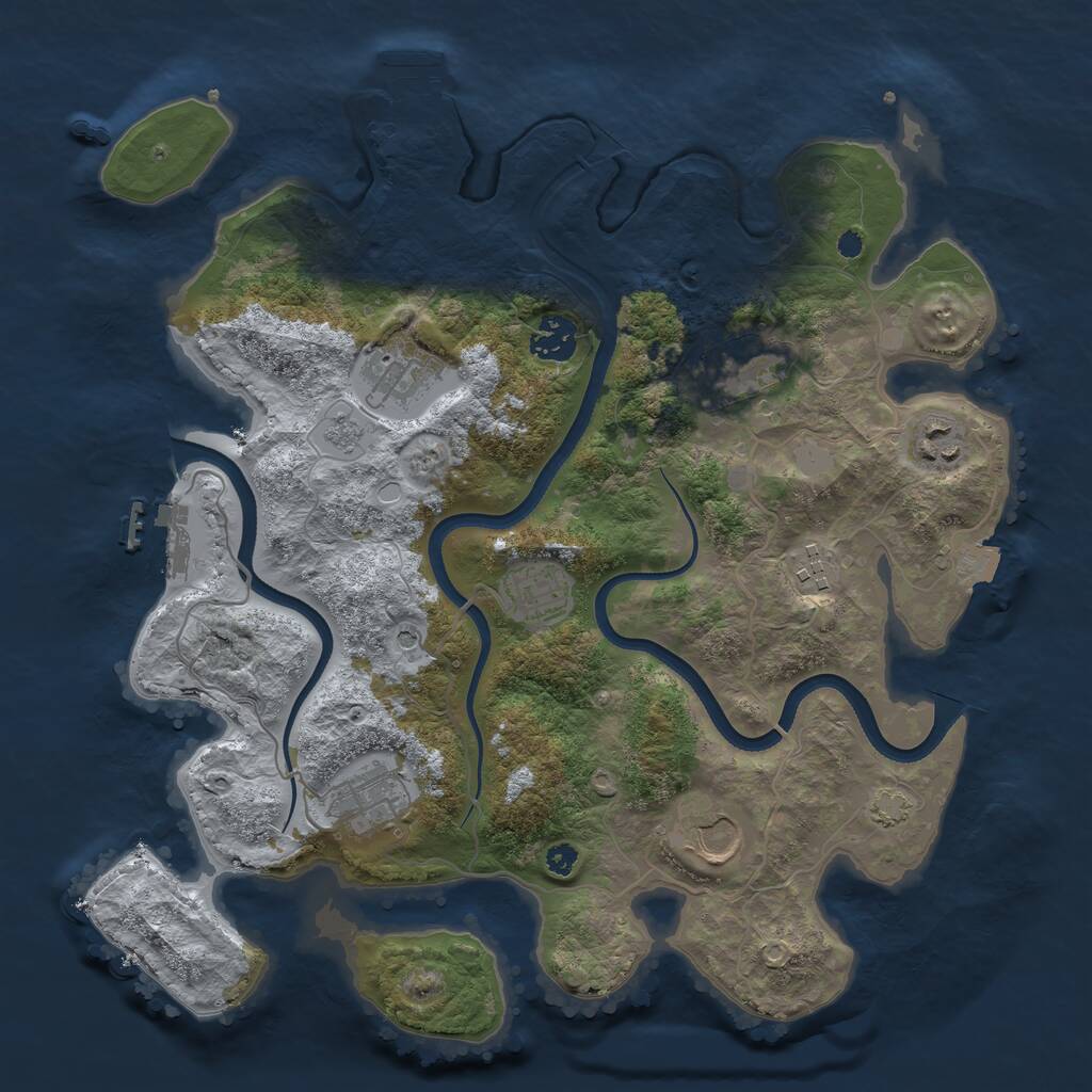 Rust Map: Procedural Map, Size: 3500, Seed: 63724671, 14 Monuments