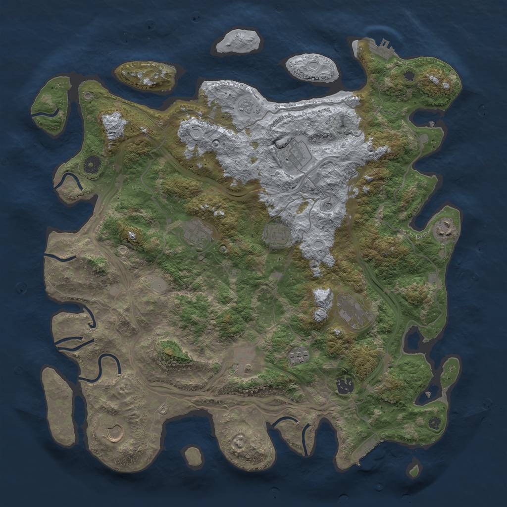 Rust Map: Procedural Map, Size: 4250, Seed: 1693184578, 18 Monuments