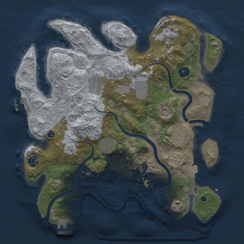 Rust Map: Procedural Map, Size: 3500, Seed: 13887425, 14 Monuments