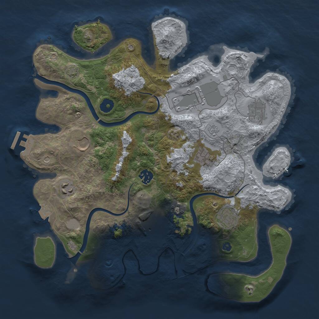 Rust Map: Procedural Map, Size: 3500, Seed: 80252441, 14 Monuments