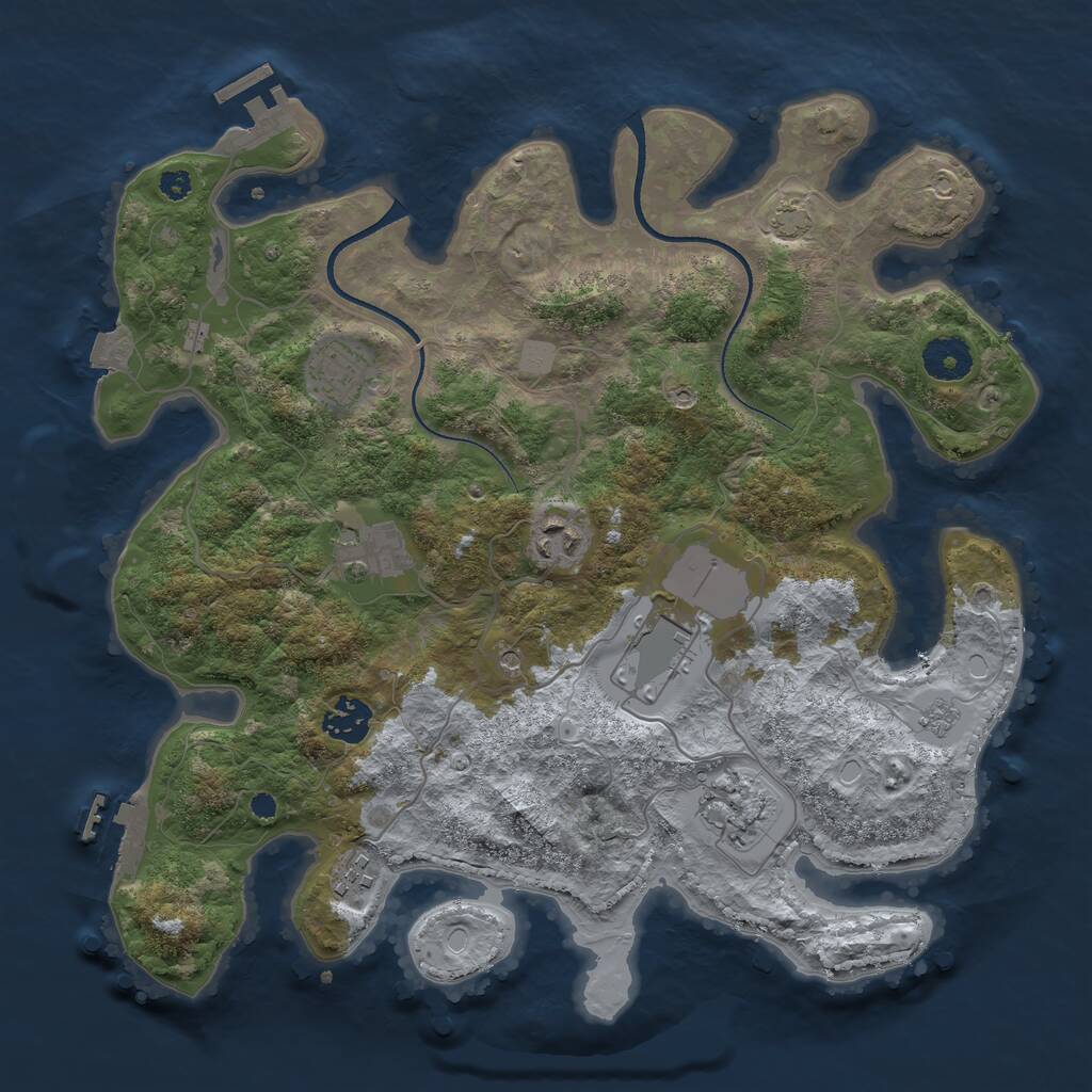 Rust Map: Procedural Map, Size: 3500, Seed: 95986230, 13 Monuments