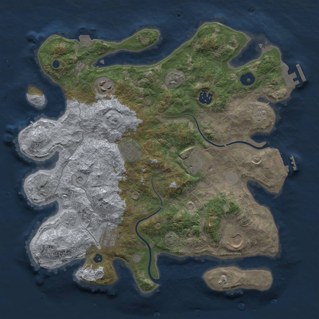 Rust Map: Procedural Map, Size: 3500, Seed: 32075227, 13 Monuments