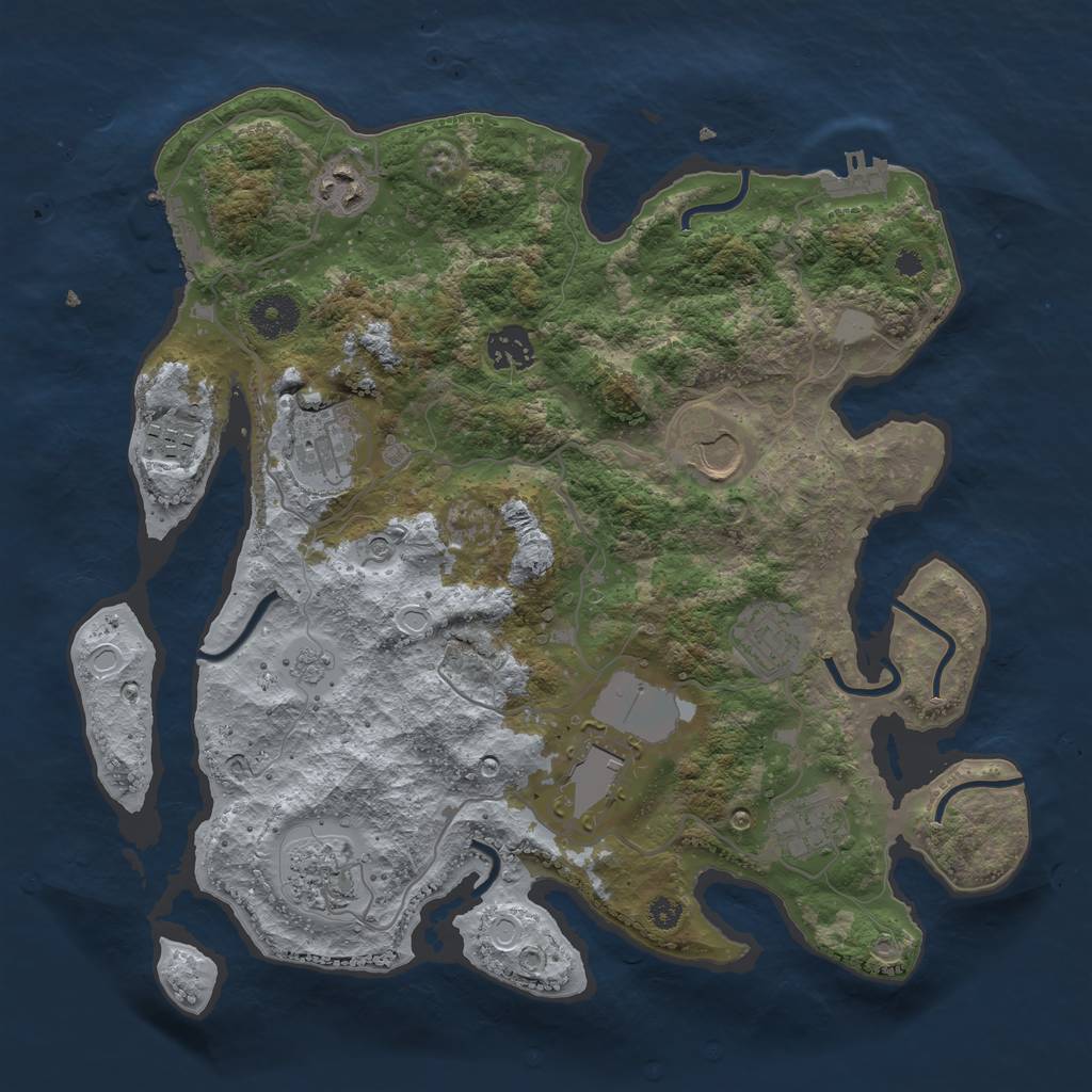 Rust Map: Procedural Map, Size: 3500, Seed: 12643176, 18 Monuments