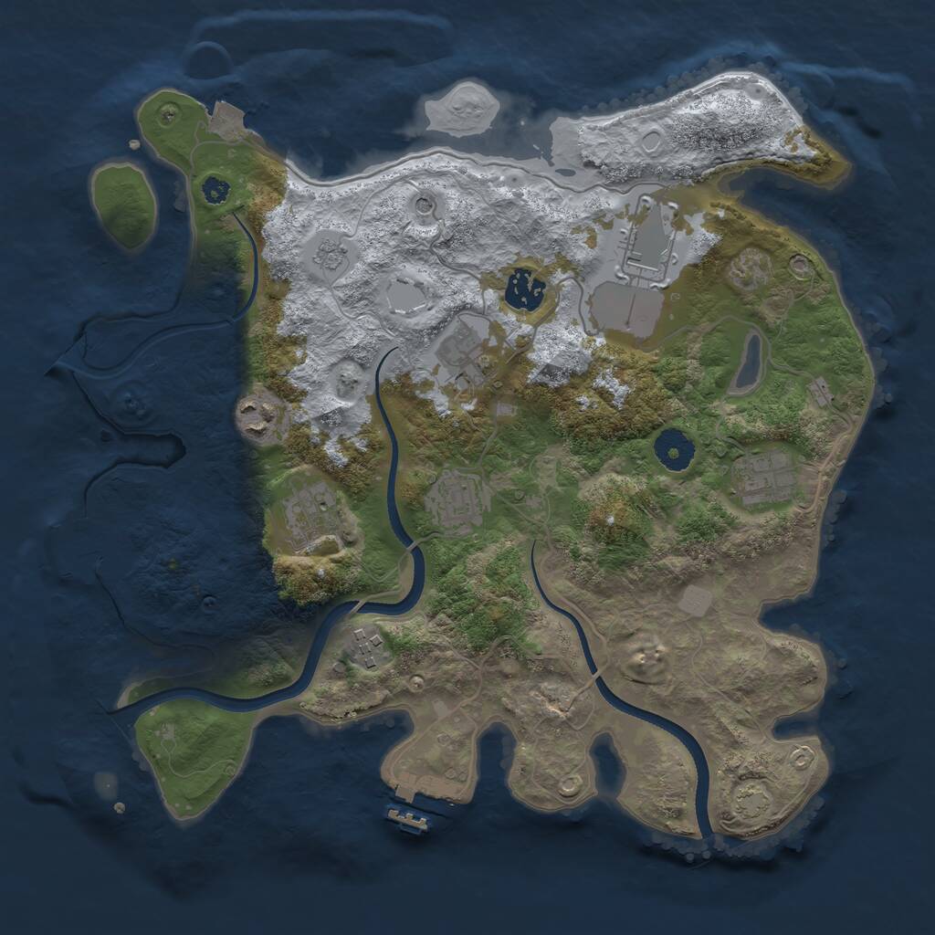 Rust Map: Procedural Map, Size: 3500, Seed: 35152653, 14 Monuments