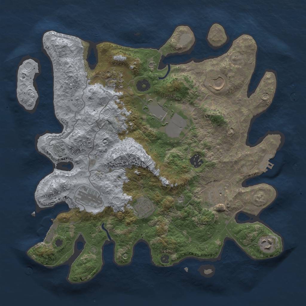 Rust Map: Procedural Map, Size: 3500, Seed: 62071316, 18 Monuments