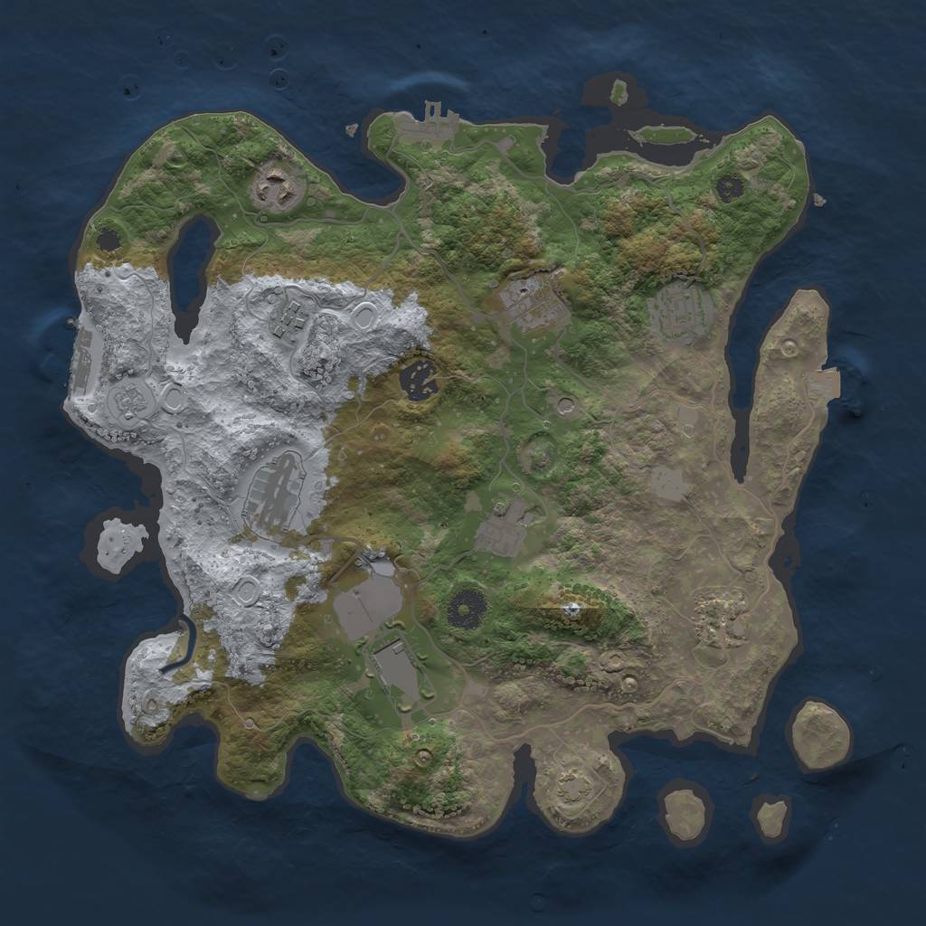 Rust Map: Procedural Map, Size: 3500, Seed: 72973676, 17 Monuments