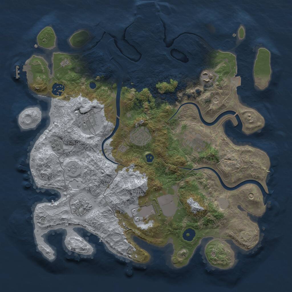 Rust Map: Procedural Map, Size: 3500, Seed: 62649588, 14 Monuments