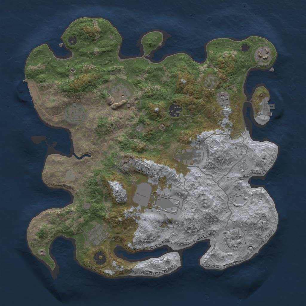 Rust Map: Procedural Map, Size: 3500, Seed: 13133254, 18 Monuments