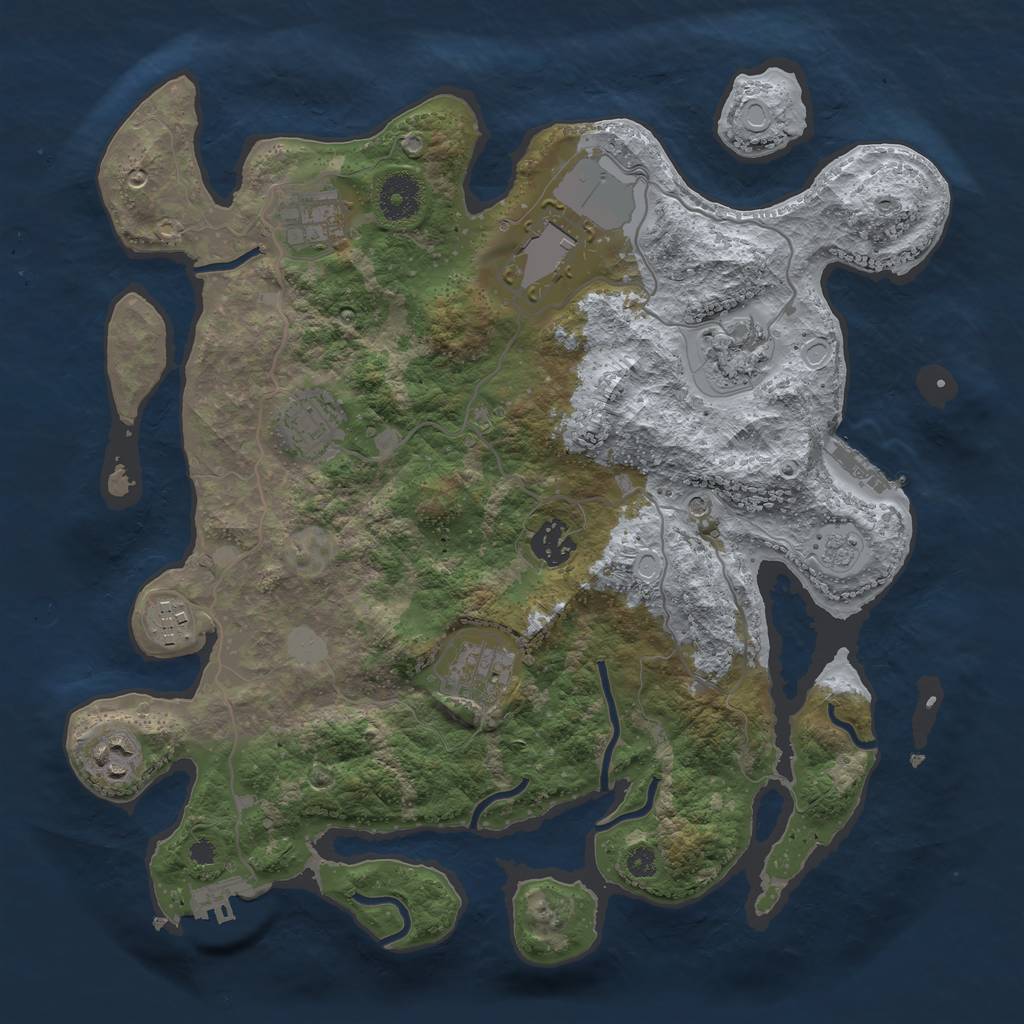 Rust Map: Procedural Map, Size: 3500, Seed: 18785136, 17 Monuments