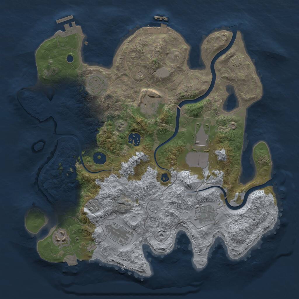 Rust Map: Procedural Map, Size: 3500, Seed: 45873984, 14 Monuments