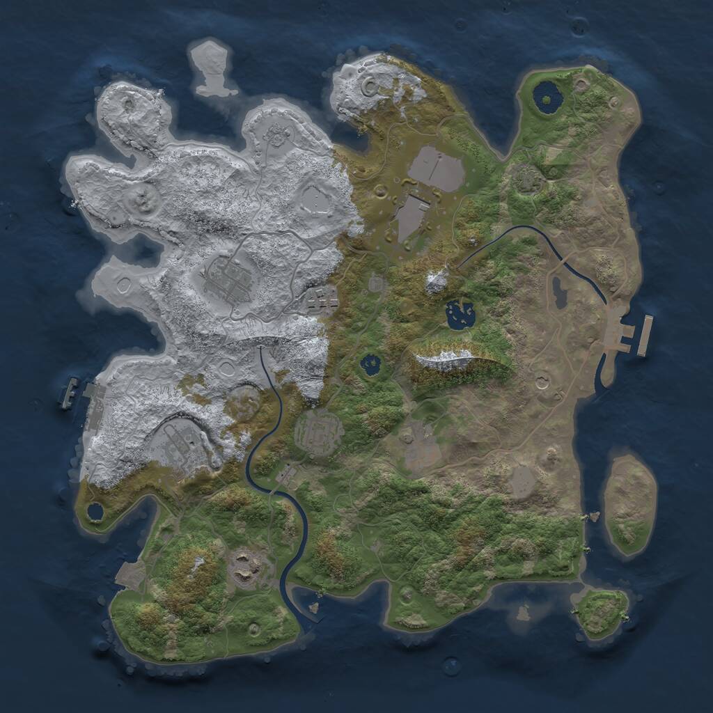 Rust Map: Procedural Map, Size: 3500, Seed: 41206231, 14 Monuments