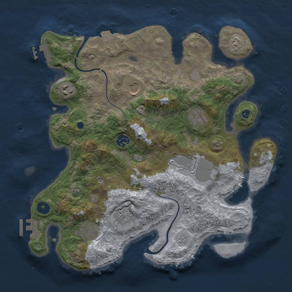 Rust Map: Procedural Map, Size: 3500, Seed: 1016606063, 13 Monuments