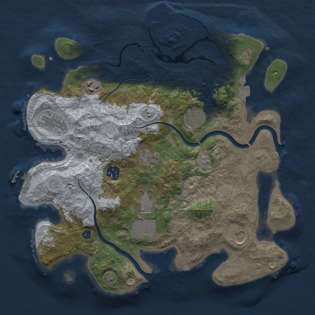 Rust Map: Procedural Map, Size: 3500, Seed: 55638559, 14 Monuments