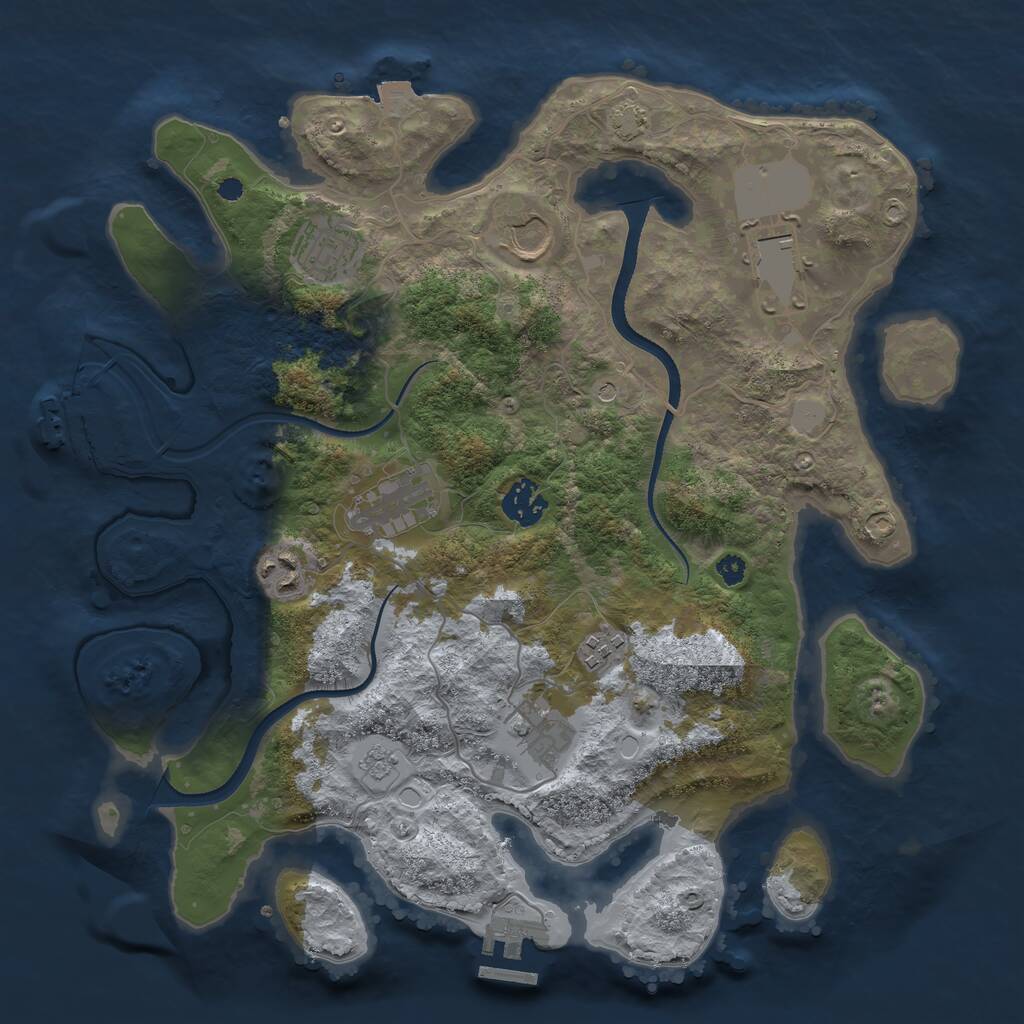 Rust Map: Procedural Map, Size: 3500, Seed: 71596491, 14 Monuments