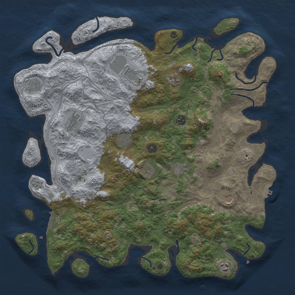 Rust Map: Procedural Map, Size: 4500, Seed: 216389343, 20 Monuments