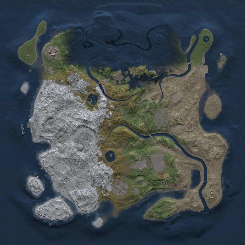 Rust Map: Procedural Map, Size: 3500, Seed: 60249850, 14 Monuments