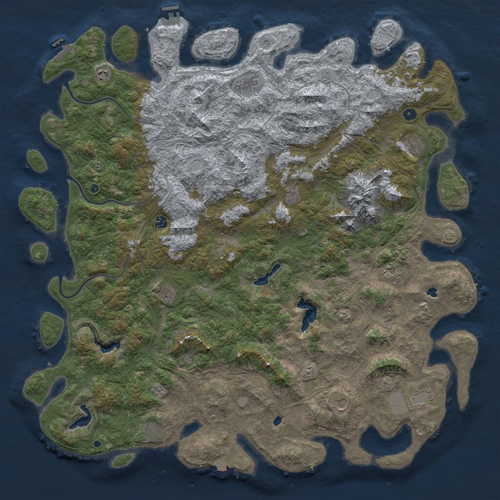 Rust Map: Procedural Map, Size: 6000, Seed: 37789923, 17 Monuments
