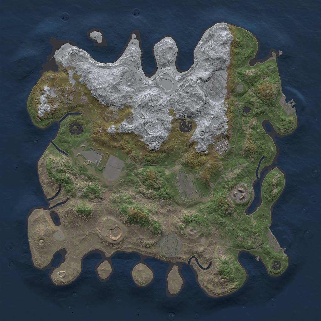 Rust Map: Procedural Map, Size: 3500, Seed: 12069074, 18 Monuments