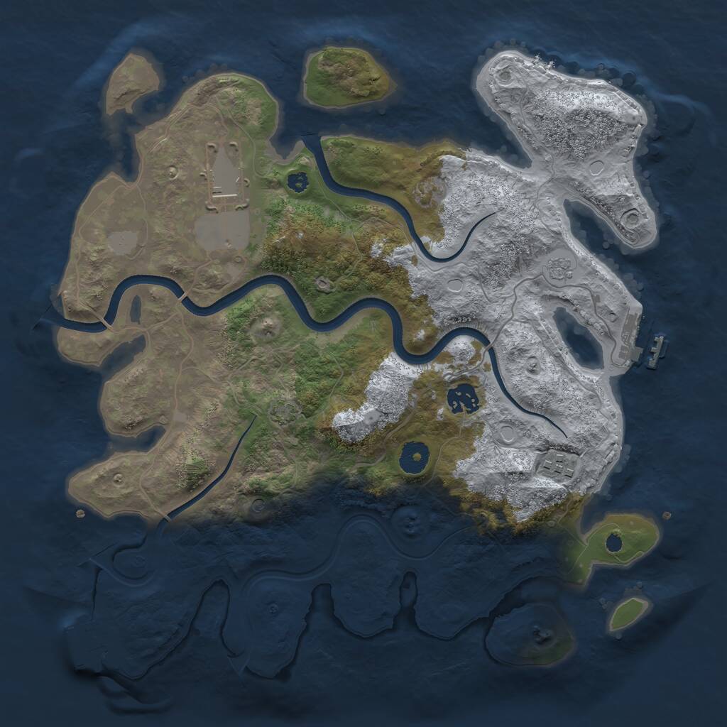 Rust Map: Procedural Map, Size: 3500, Seed: 41870844, 9 Monuments