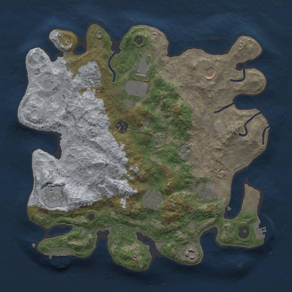 Rust Map: Procedural Map, Size: 3500, Seed: 41598883, 18 Monuments