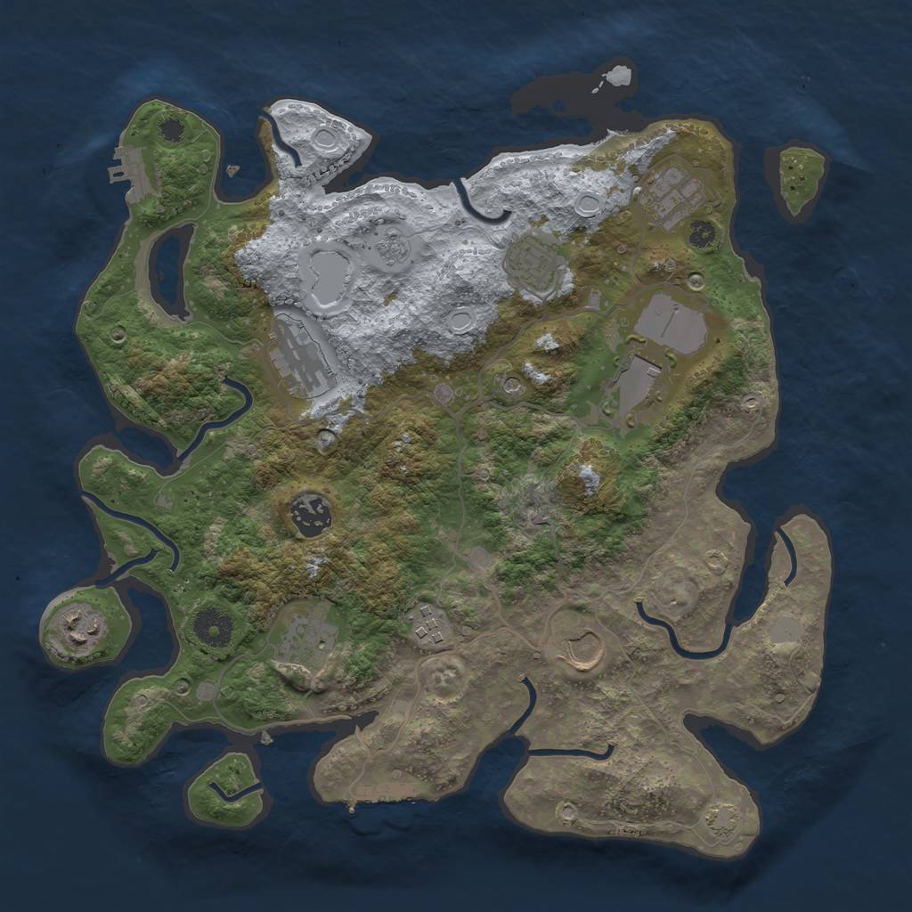 Rust Map: Procedural Map, Size: 3500, Seed: 1932504121, 17 Monuments