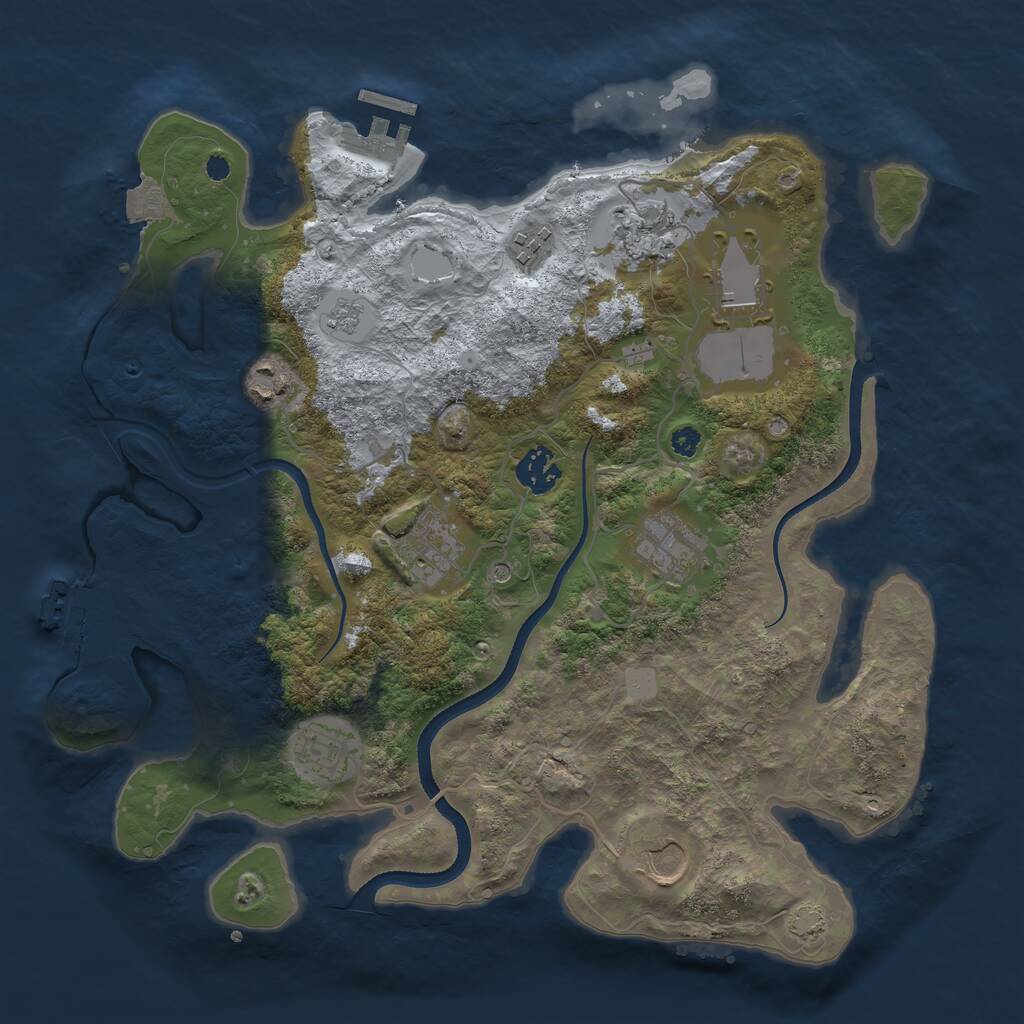 Rust Map: Procedural Map, Size: 3500, Seed: 1932504121, 15 Monuments
