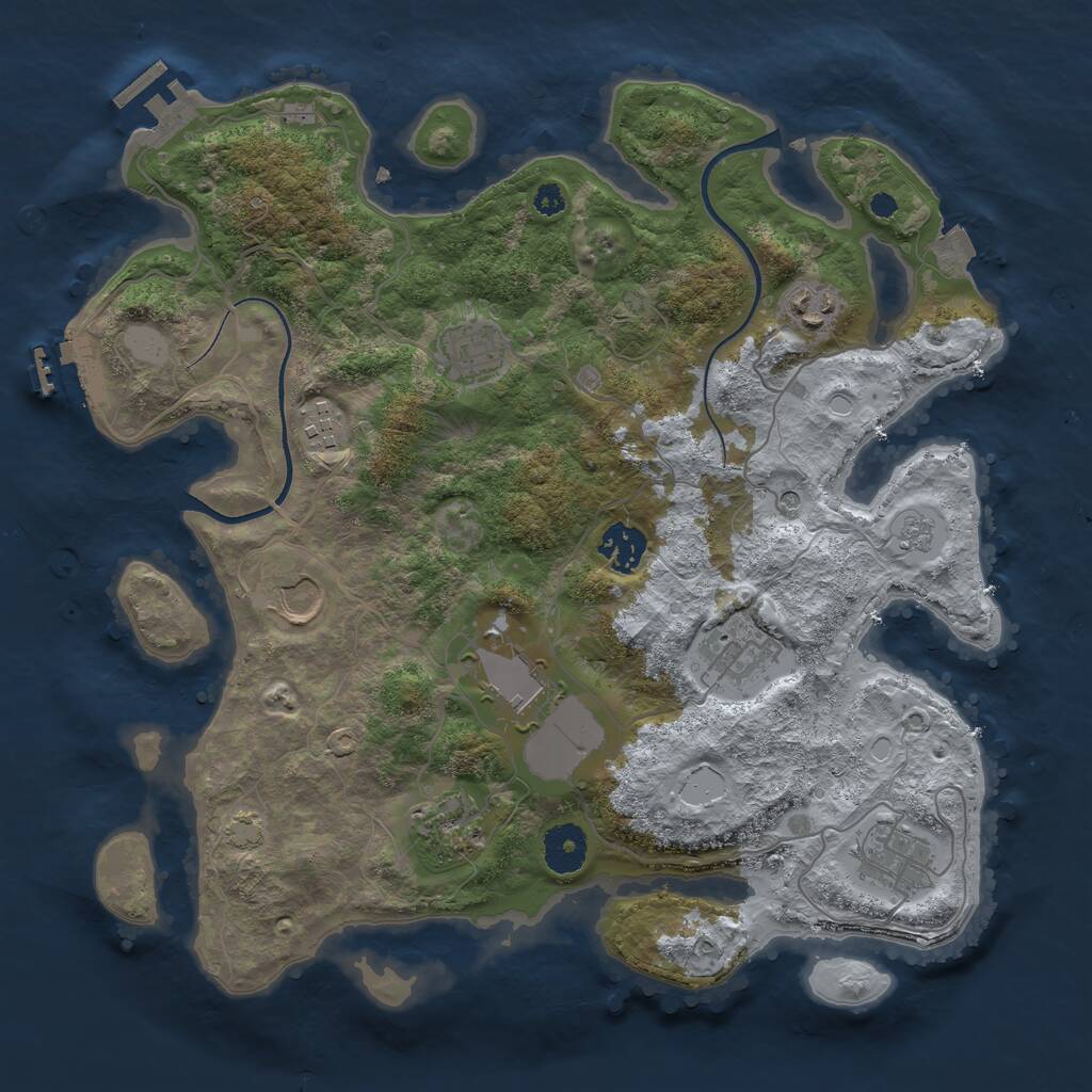 Rust Map: Procedural Map, Size: 3500, Seed: 81028595, 15 Monuments