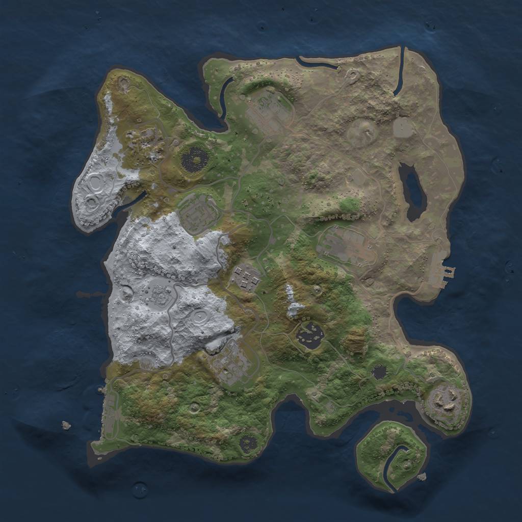 Rust Map: Procedural Map, Size: 3000, Seed: 17032, 16 Monuments