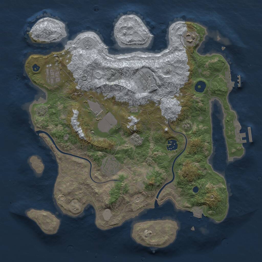 Rust Map: Procedural Map, Size: 3500, Seed: 2257512, 13 Monuments