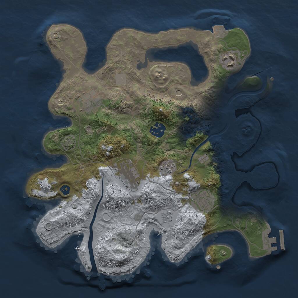 Rust Map: Procedural Map, Size: 3000, Seed: 1091545757, 11 Monuments