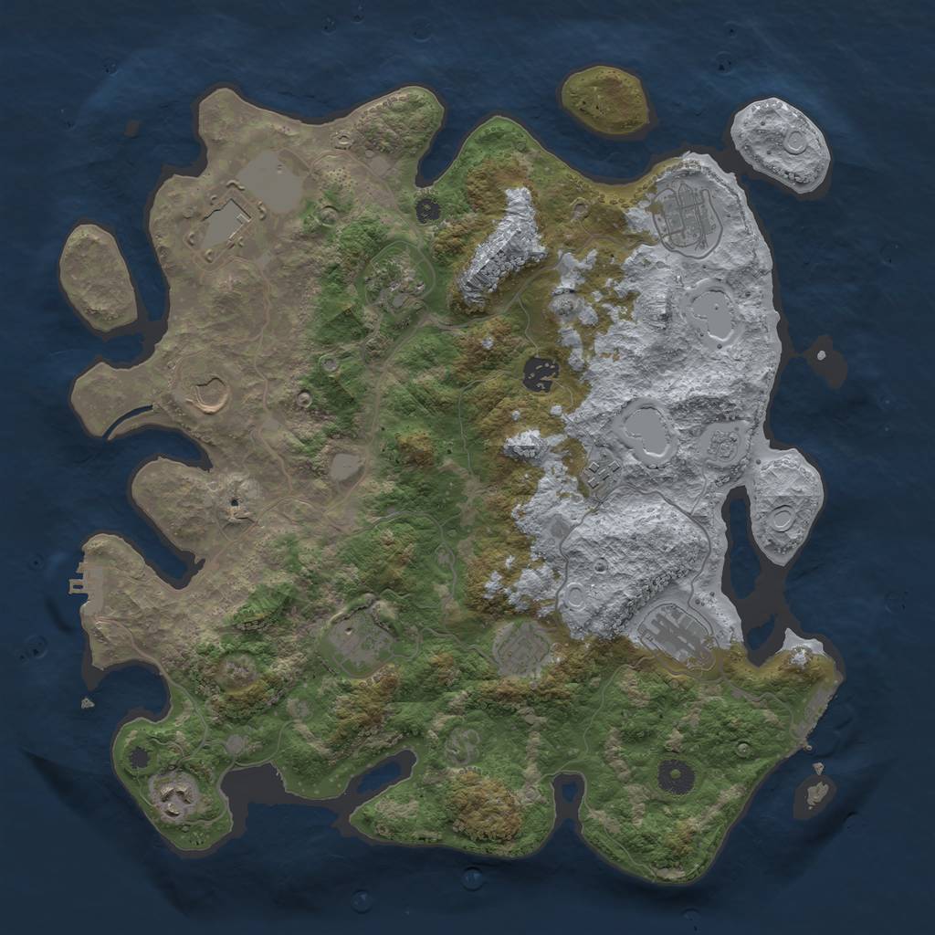 Rust Map: Procedural Map, Size: 3900, Seed: 758108, 18 Monuments