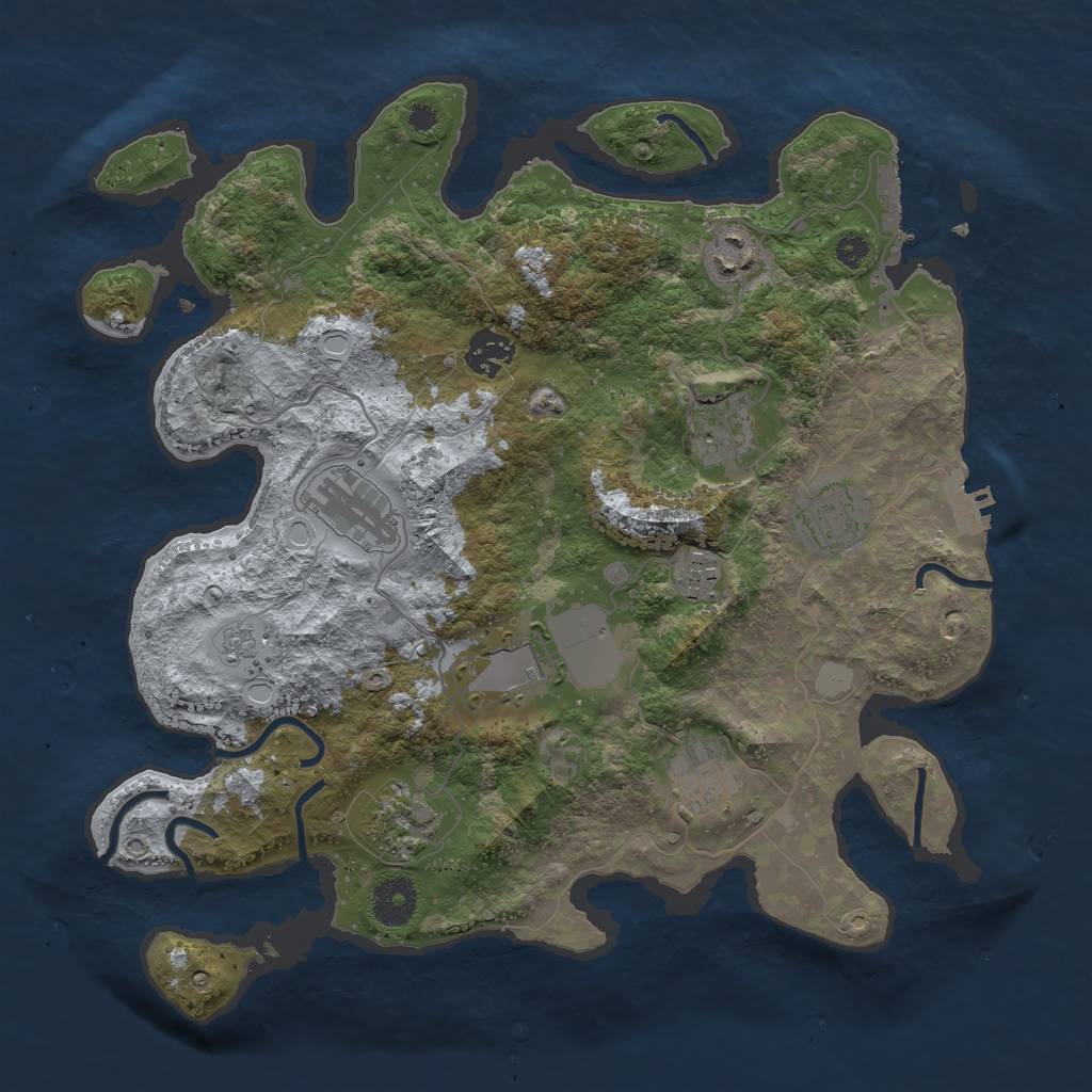 Rust Map: Procedural Map, Size: 3500, Seed: 250379490, 17 Monuments
