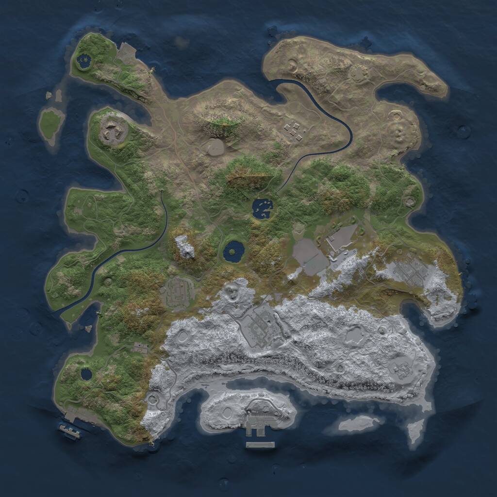 Rust Map: Procedural Map, Size: 3500, Seed: 310975339, 13 Monuments