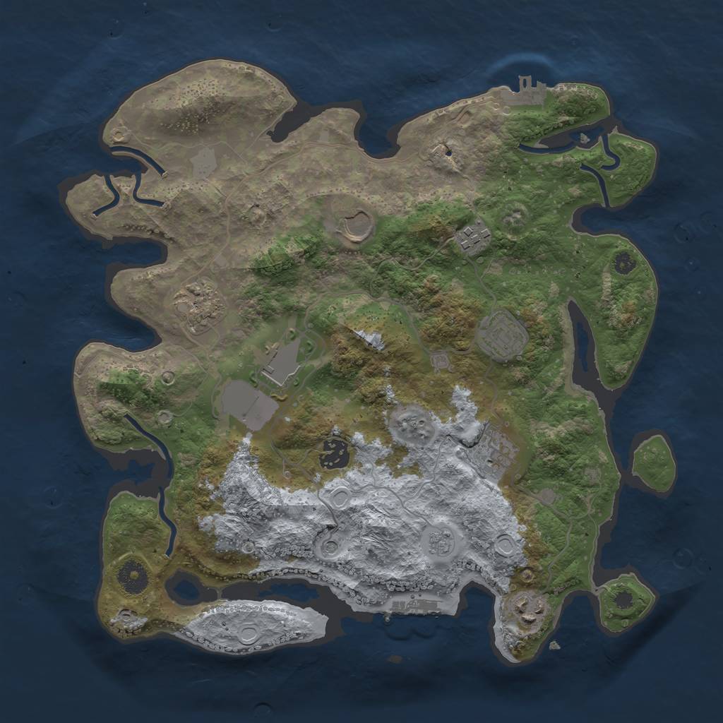 Rust Map: Procedural Map, Size: 3500, Seed: 14081070, 17 Monuments